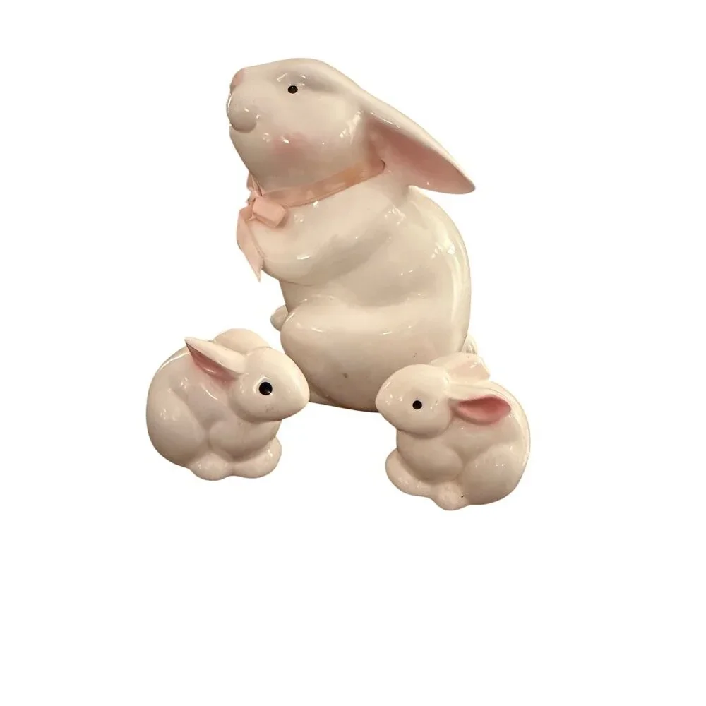 3 Ceramic Bunnies-Easter Decor - Picture 2 of 4